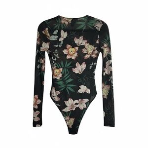 Forever 21 Black Floral Bodysuit